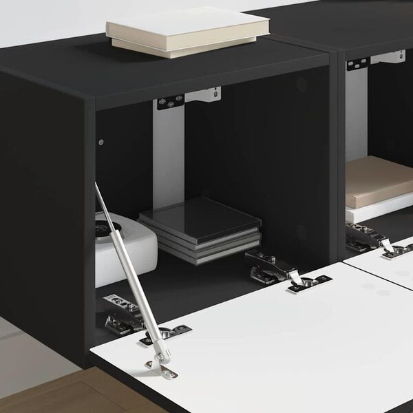 vidaXL TV стенен шкаф 2 pcs Черно 60 x 31 x 29.5 см Инженерно дърво