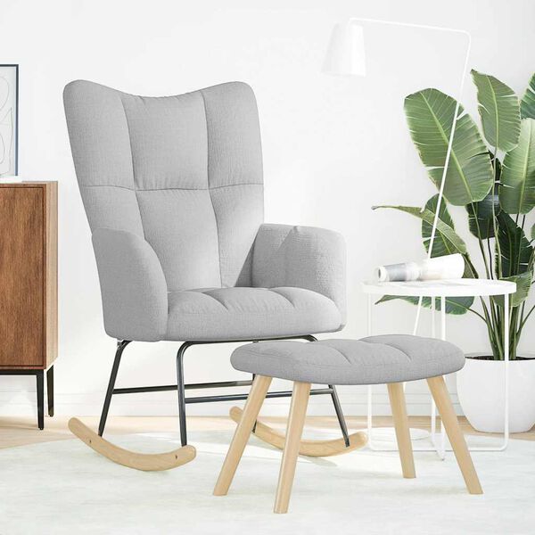 vidaXL Люлеещ се стол с табуретка за крака Cloud Grey Fabric