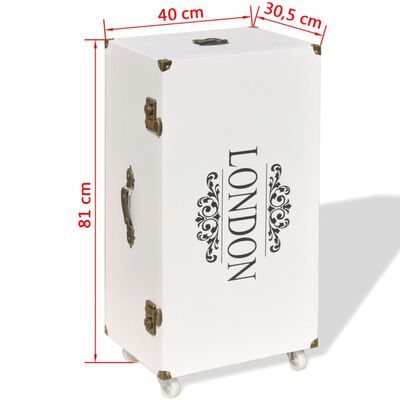 vidaXL Страничен шкаф/куфар 40x30,5x81 см, бял