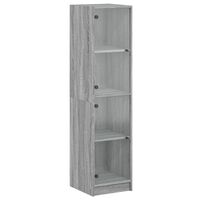 vidaXL Висок шкаф със стъклена врати, сив сонома, 35x37x142 см