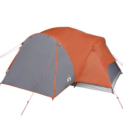 vidaXL Семейна палатка Crossvent 8-местна сиво-оранжева водоустойчива