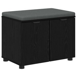 vidaXL Пейка за коридор с възглавница с рафт Черен Дъб 60 x 38 x 46 см