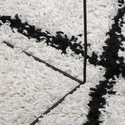 vidaXL Шаги килим с дълъг косъм, модерен, кремав и черен, 140x200 см