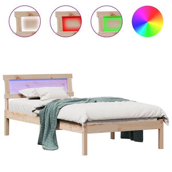 vidaXL Рамка за легло Кафяво 90 x 200 cm Солидно борово дърво