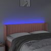 vidaXL LED горна табла за легло, розова, 147x16x78/88 см, кадифе