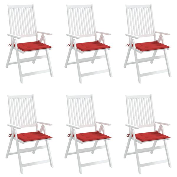 vidaXL Възглавници за столове 6 бр червени 50x50x4 см Оксфорд плат