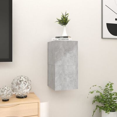 vidaXL ТВ шкафове за стенен монтаж, 2 бр, бетонно сиви, 30,5x30x30 см