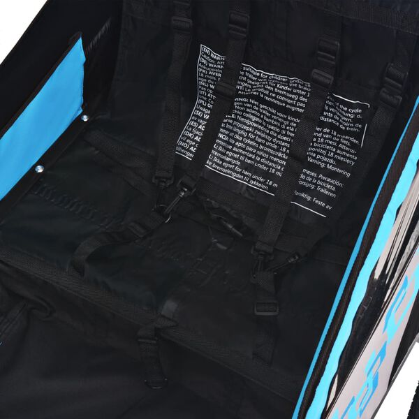 vidaXL Ремарке за велосипед, сиво и синьо, 30 кг