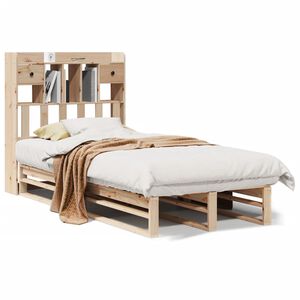 vidaXL Легло с рафтове за книги, без матрак, 90x190 см, бор масив