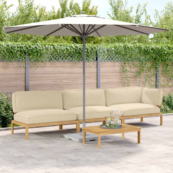 vidaXL Комплект дивани Едноцветен 4 pcs Бежово Солидно акациево дърво