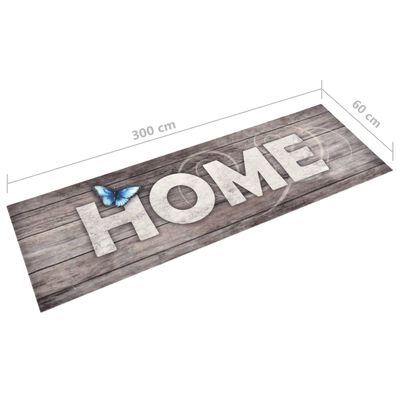 vidaXL Кухненско килимче, перимо, надпис "Home", 60x300 см