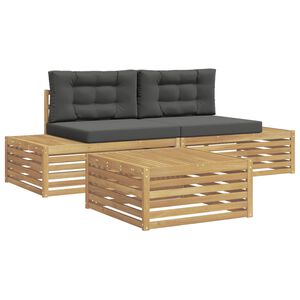 vidaXL 4 pcs Комплект дивани за открито Полиестер Бяло