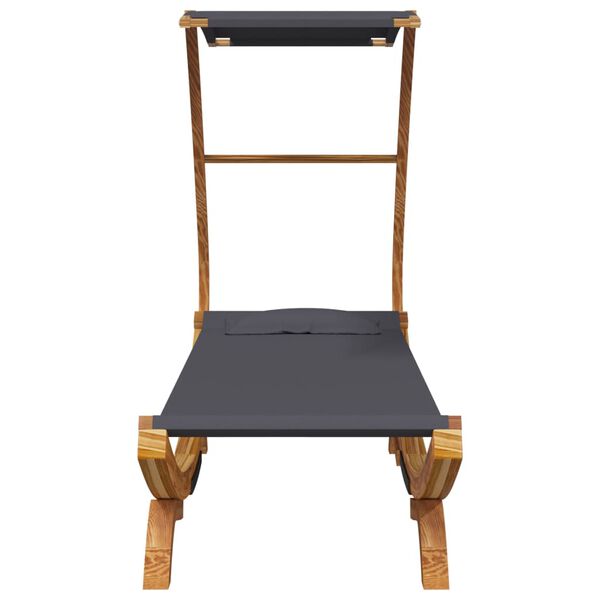 vidaXL Лаундж легло с навес 100x190x134 см извито дърво масив антрацит