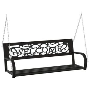 vidaXL Градинска люлка пейка, 125 см, стомана и пластмаса, черна