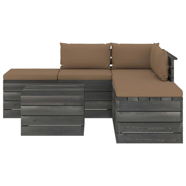 vidaXL Градински лаундж комплект палети възглавници 6 части бор масив