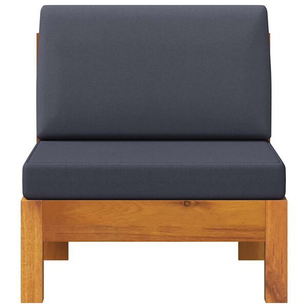 vidaXL Среден диван с тъмносиви възглавници акация масив