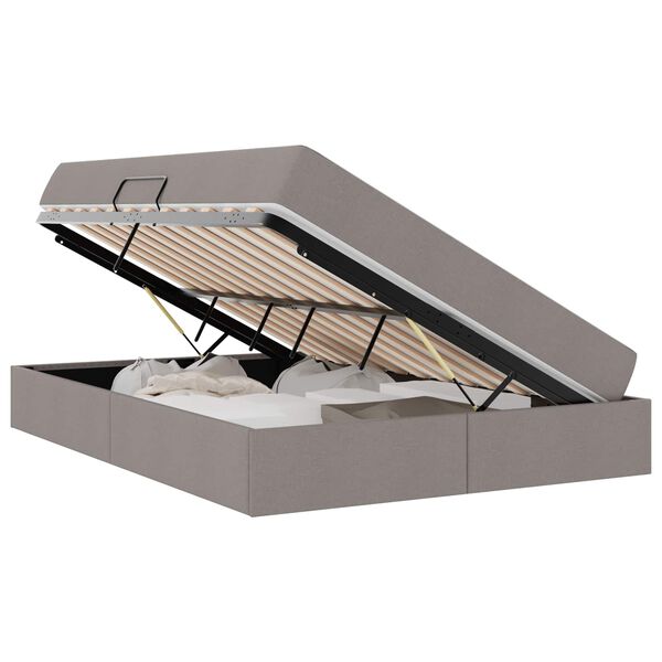 vidaXL Легло с място за съхранение и матрак Таупе 140 x 190 cm