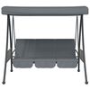 vidaXL Градинска пейка-люлка с регулируем навес, тъмносиво, стомана