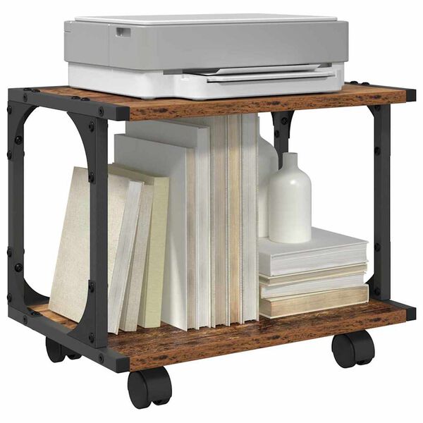 vidaXL Стойка за принтер Старо дърво 41 x 28 x 33.5 см Инженерно дърво