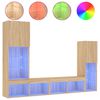 vidaXL ТВ стенни модули с LED, 4 части, сонома дъб, инженерно дърво