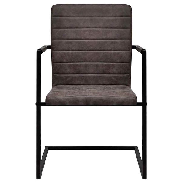 vidaXL Конзолни трапезни столове, 2 бр, тъмно кафяви, изкуствена кожа