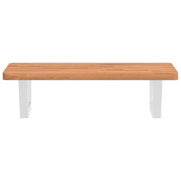 vidaXL Стенен рафт за мивка, стомана и масивно дърво бук