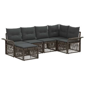 vidaXL Градински Софа Комплект 6 pcs Сиво полиратан