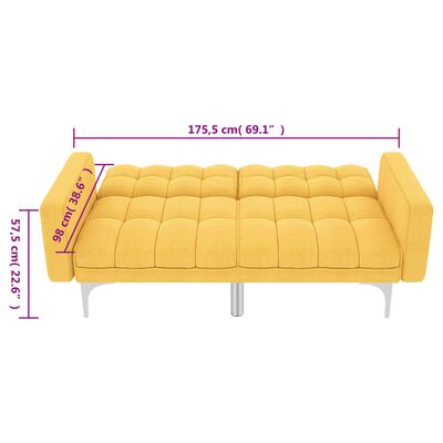 vidaXL Разтегателен диван, жълт, текстил