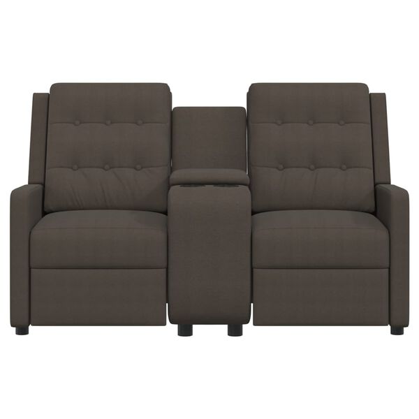 vidaXL 2-местен масажен реклайнер с държачи за чаши, кафяв