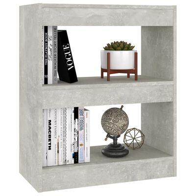 vidaXL Библиотека/разделител за стая, бетонно сива, 60x30x72 см