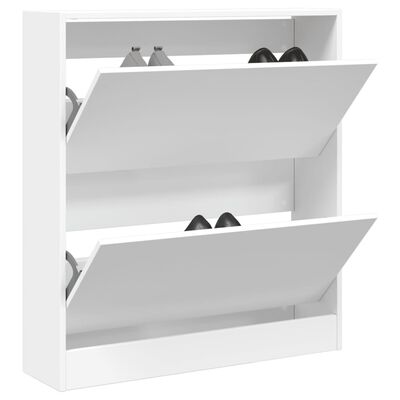 vidaXL Шкаф за обувки, бял, 80x21x87,5 см, инженерно дърво