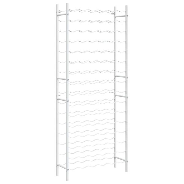 vidaXL Стойка за вино за 96 бутилки, бяла, метална