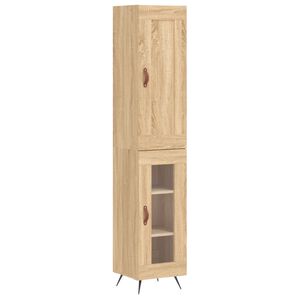 vidaXL Висок шкаф, сонома дъб, 34,5x34x180 см, инженерно дърво