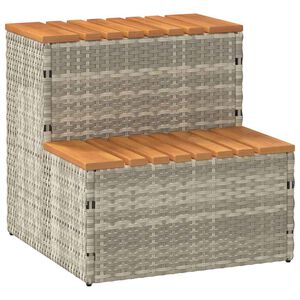 vidaXL Стъпало за джакузи Светло сиво 50x50x50,5 cm Поли ратан