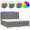 vidaXL Боксспринг легло с матрак и LED, тъмносива, 200x200 см, плат