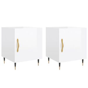 vidaXL Нощни шкафчета 2 бр бял гланц 40x40x50 см инженерно дърво