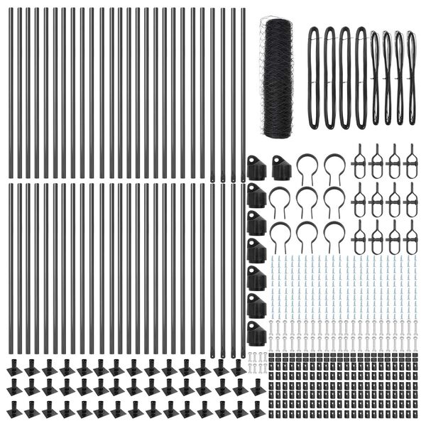vidaXL Стълб за ограда. Сив 100 x 0,4 м (50 мм мрежа) Стомана и PVC