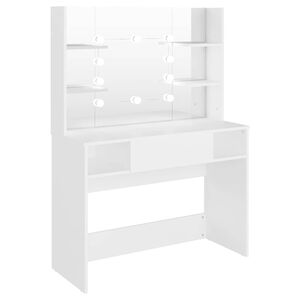 vidaXL Тоалетка с LED лампи, 100x40x135 см, МДФ, бяла