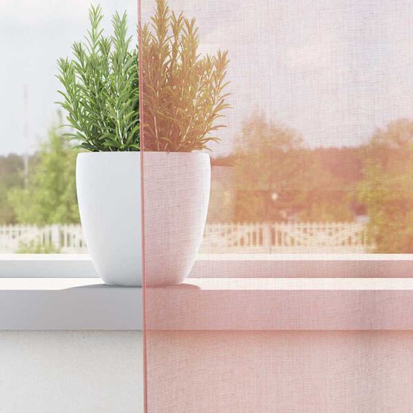 vidaXL Пердета от воал с прът джобове, 2 бр, розово