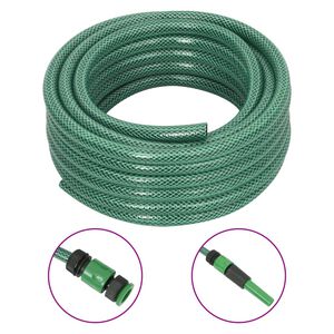 vidaXL Градински маркуч с монтажен комплект, зелен, 0,5", 10 м, PVC