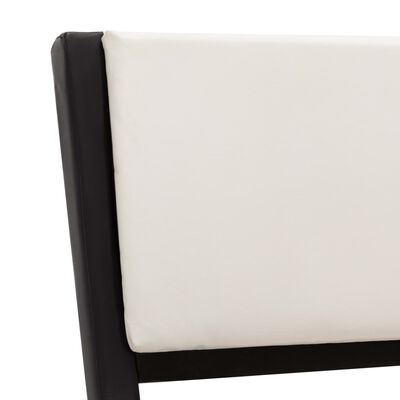 vidaXL Рамка за легло с LED, черно и бяло, изкуствена кожа, 140x200 cм