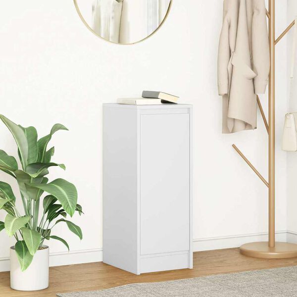 vidaXL Сайдборд, бял, 29,5x34x76 см, инженерно дърво