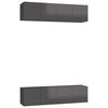 vidaXL ТВ шкафове, 4 бр, сив гланц, 60x30x30 см, инженерно дърво