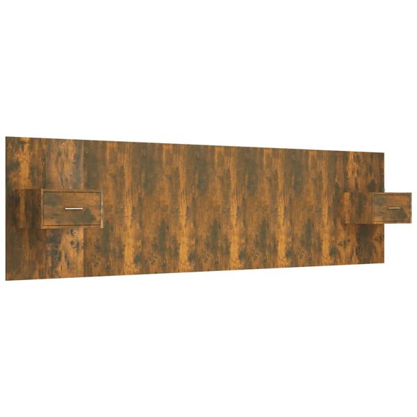 vidaXL Горна табла за легло с шкафчета, опушен дъб, инженерно дърво