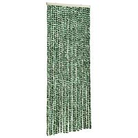 vidaXL Ресни за врата против мухи, зелено и бяло, 90x200 см, шенил