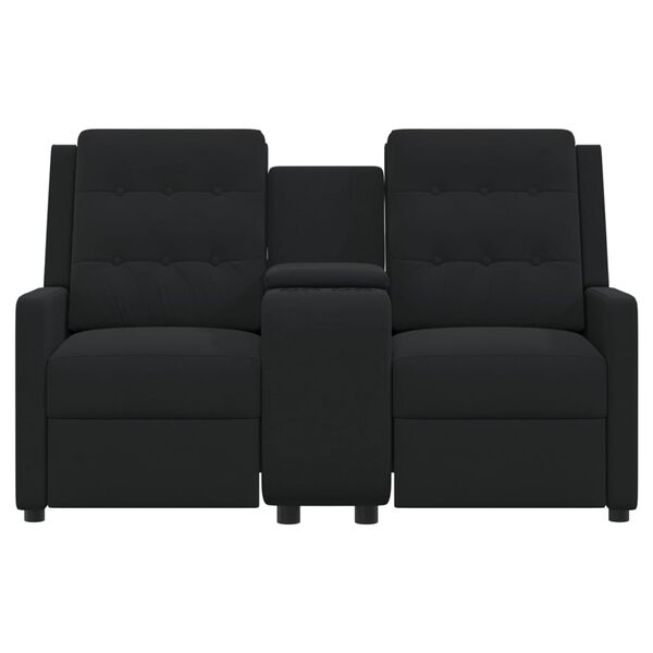 vidaXL 2-местен масажен реклайнер с държачи за чаши, черно