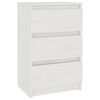 vidaXL Нощно шкафче, бяло, 40x29,5x64 см, борово дърво масив