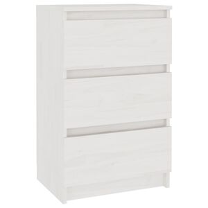 vidaXL Нощно шкафче, бяло, 40x29,5x64 см, борово дърво масив