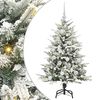 vidaXL Изкуствена светена коледна елха с комплект топки Зелено 120 cm