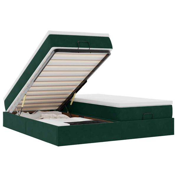 vidaXL Османска легло с матраци, тъмнозелено, 200x200 см, кадифе